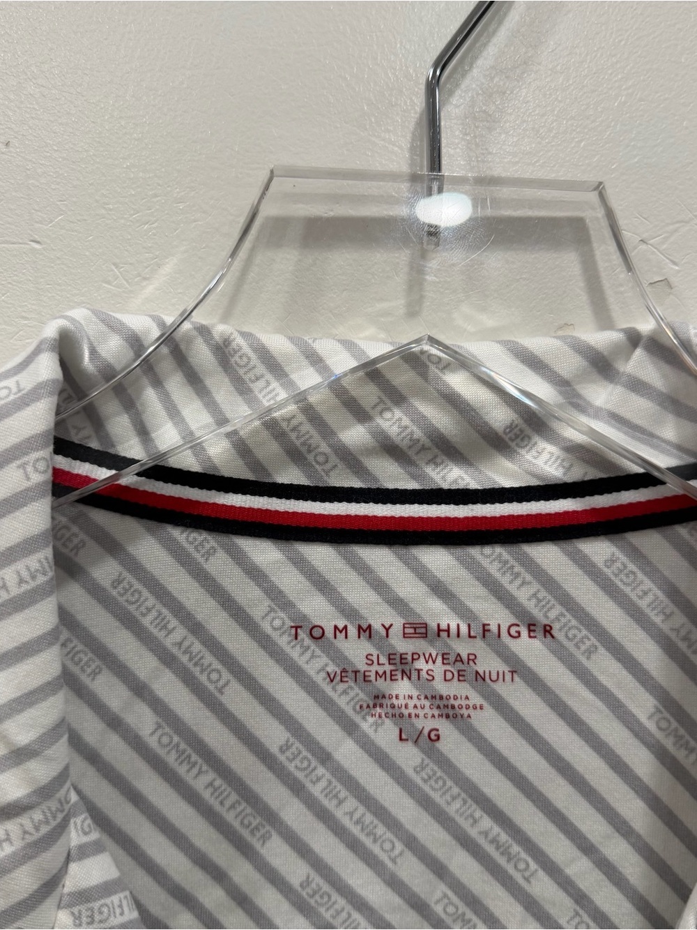 Tommy Hilfiger Long Sleeve Sleepshirt Button Front Stripe Large - Picture 6 of 10